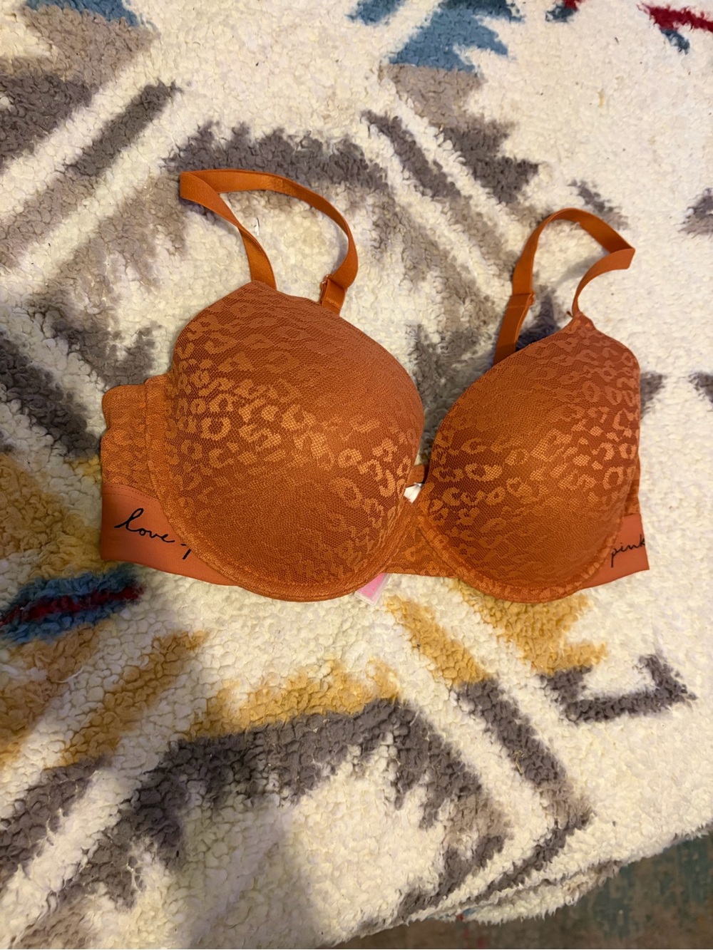PINK Victoria's Secret Orange Leopard wear everywhere Tshirt lightly lined